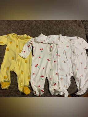 Yellow Lemon Print Kids One-Piece Zipper Sleepwear